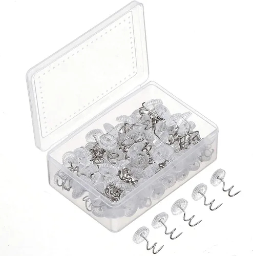 Vista 4 de Akstore 100 alfileres de falda de cama con cabezas transparentes para tapicería, fundas y faldas de cama, alfileres de falda de cama (100 unidades)