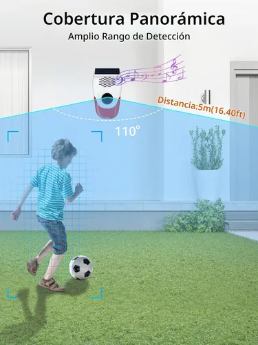 Vista 3 de PILSAMAS Alarma solar con sensor de movimiento con carga de voz personalizada: generador de ruido fuerte de 120 dB y luces estroboscópicas, control