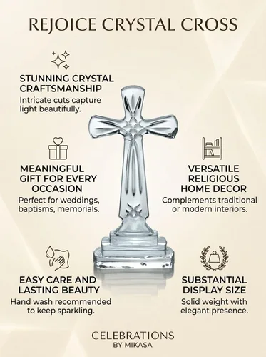 Vista 8 de Mikasa Celebrations Rejoice Cruz de Cristal de Vidrio, 9 Pulgadas, 2.56" x 4.13", Transparente
