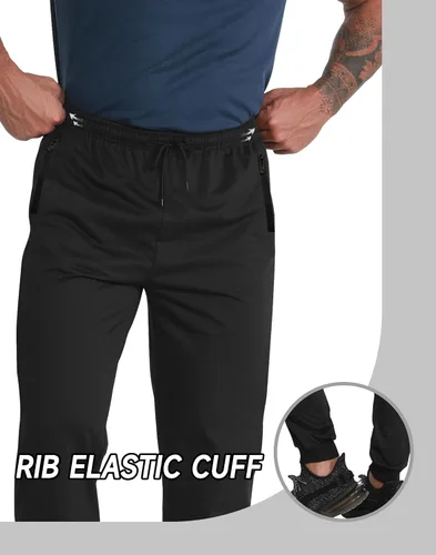 Vista 5 de RPOVIG Pantalones deportivos para hombre, paquete de 3 bolsillos con cremallera, pantalones deportivos para hombre, ropa de entrenamiento atlético