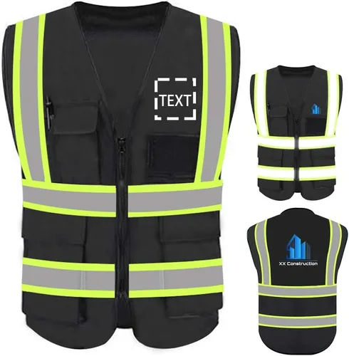 Vista 10 de Personalizar su texto/logotipo/imagen chaleco de seguridad de alta visibilidad ropa de trabajo de protección con tiras reflectantes