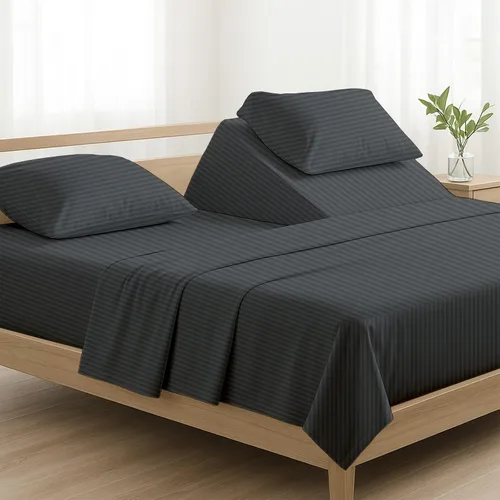 Vista 12 de NON Sticky cotton Juego de sábanas de 4 piezas para cama ajustable con números de sueño, 100% algodón egipcio, cabezal flexible de 34 pulgadas, se