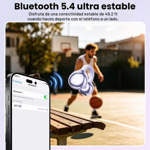 Vista 5 de Auriculares abiertos con clip para la oreja, auriculares inalámbricos Bluetooth 5.4 Los auriculares sobre la oreja con micrófono integrado