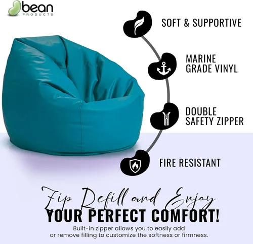 Vista 3 de Bean Products Funda de vinilo para puf de barco marino, estilo retro, resistente a la intemperie, para adultos, funda lavable sin relleno, cómoda