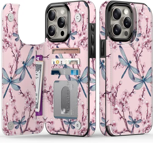Vista 76 de FUNMIKO Funda tipo cartera para iPhone 15 con tarjetero + clip para efectivo, bloqueo RFID, protección contra caídas de grado militar y obras