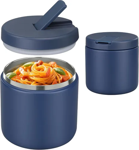 Vista 14 de Pawtong Tarro de comida aislado al vacío de 12 onzas con tapa de hebilla, termo de sopa de boca ancha para comida caliente para niños, contenedor