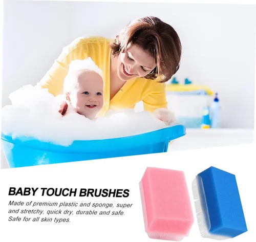 Vista 6 de Cepillo de esponja de masaje de entrenamiento sensorial, 2 piezas, limpiador corporal suave para portátil y ligero para ducha y baño, promueve