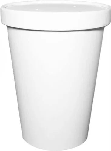 Vista 8 de EcoQuality Recipientes desechables de papel blanco para sopa con tapas, tazas de papel para helado, cuencos desechables para postres fríos, tazas