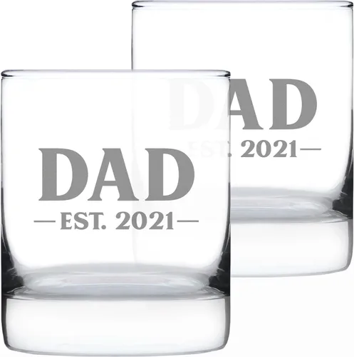 Vista 12 de Dad Est 20XX personalizado – Nuevo padre whisky rocas regalo de cristal para padres primerizos – Gafas personalizadas atrevidas de 10.25 onzas
