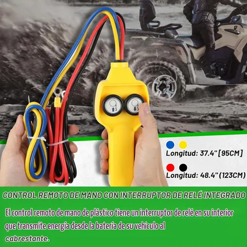 Vista 7 de Cabrestante de 2000 libras para ATV, con cable de acero, cabrestante ATV con interruptor de control remoto manual con cable, impermeable IP65