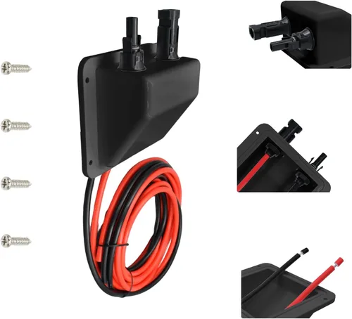 Vista 8 de Prensaestopas de entrada de cable solar, cable de extensión solar suave 10AWG de 0.33 pies y conector, resistente a los rayos UV, carcasa de doble