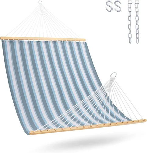 Vista 11 de Lazy Daze Hamacas Hamaca de secado rápido con barra separadora de tela Textliene, hamaca doble para 2 personas con cadenas para exteriores, patio