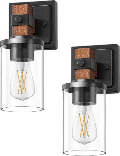 Vista 8 de EDISHINE Juego de apliques de pared de 2, accesorios de iluminación de tocador de estilo granja para baño, lámpara de montaje en pared rústica