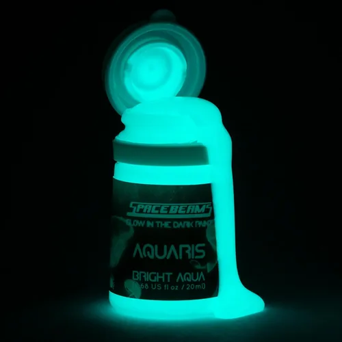 Vista 2 de SpaceBeams Aquaris - Pintura que brilla en la oscuridad (0.68 onzas líquidas) Bright Aqua Glow (azul claro/turquesa), no tóxica, a base de agua
