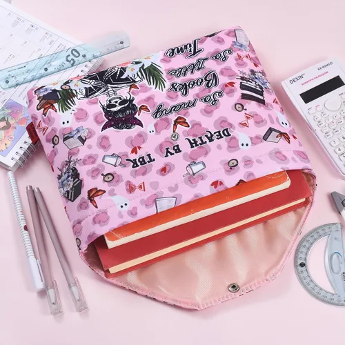 Vista 4 de LParkin Funda de libro con cremallera, bolsa protectora de libro Death by to-Be-Reader, bolsa de tela lavable para libros, 11 x 9 pulgadas, regalos