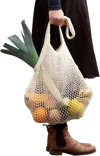 Vista 3 de Green Handle US - Bolsa de red de malla con asa de hombro larga, elástica, reutilizable, para compras, almacenamiento de juguetes de playa