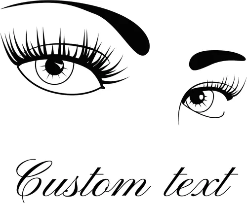 Vista 10 de Calcomanía de pared con hermoso estilo y cejas para salón de belleza con personalización de texto, ideal para decoración de dormitorio de mujer