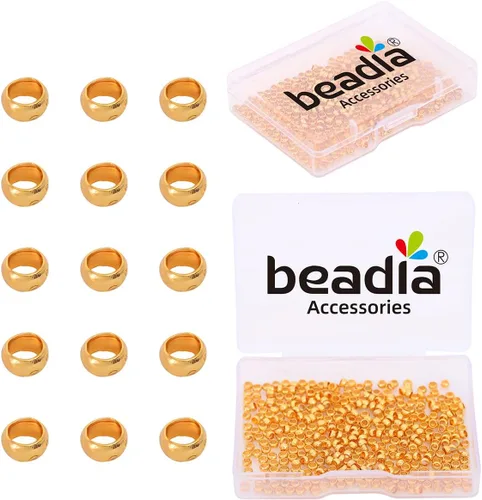 Vista 11 de BEADIA - Hebilla de línea de pesca cilíndrica chapada en oro de 14 quilates, tapas de extremo de 3.2 mm, 30 piezas para hacer joyas