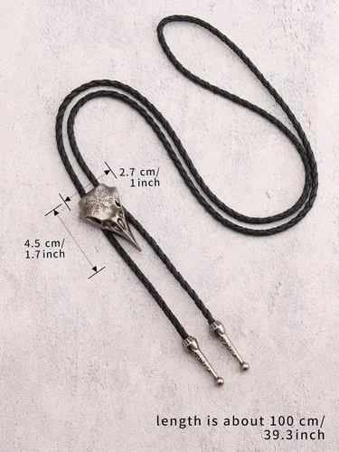 Vista 202 de Jeilwiy Corbata de bolo para hombre, corbata de vaquero occidental, collar de corbata de bolo dorado, corbata de cuero, corbata de Halloween