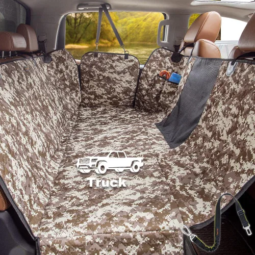 Vista 8 de Funda de asiento de perro para camiones con ventana de malla, hamaca 100% impermeable para asiento trasero de camión, lavable a máquina, funda