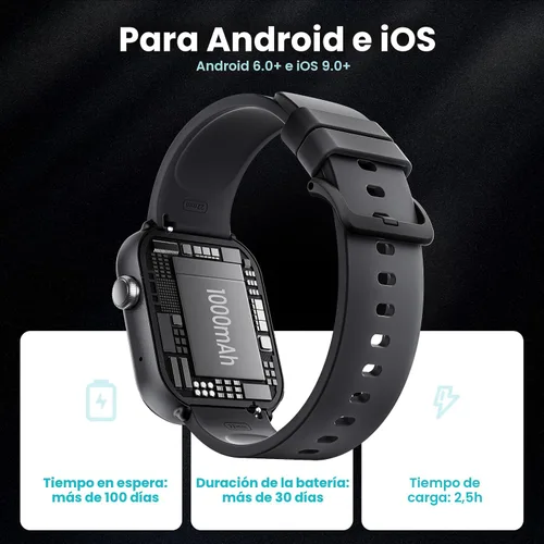 Vista 2 de Relojes inteligentes para hombres y mujeres, reloj inteligente de duración de batería de 1000 mAh compatible con Android y iPhone, rastreador