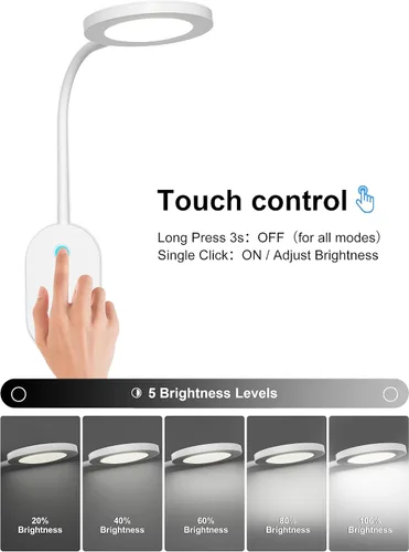 Vista 4 de deeloop Lámpara de Lectura Montada en la Pared, Luces de Libro con Salida USB, Lámparas de Lectura para Cabecera de Cama con Apagado Automático de 4