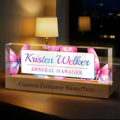 Vista 30 de Regalos personalizados para el día del jefe para hombres y mujeres, placa de nombre personalizada para escritorio, regalos personalizados