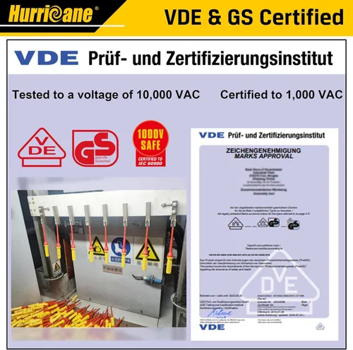 Vista 2 de HURRICANE Juego de destornilladores aislados para electricista profesional de 13 piezas, 1000V Cr-V punta magnética, herramientas eléctricas