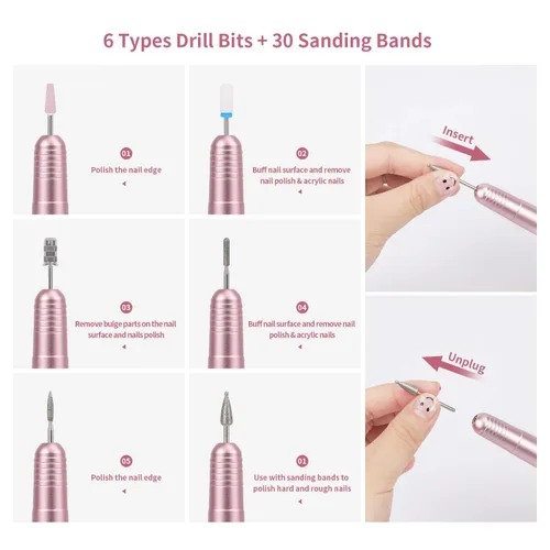 Vista 7 de DMD Kit de taladro de uñas eléctrico portátil