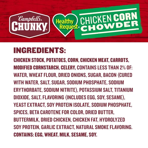 Vista 3 de Sopa espesa de Campbell’s Chunky, Healthy Request de pollo con maíz, lata de 18.8 oz (caja de 12)