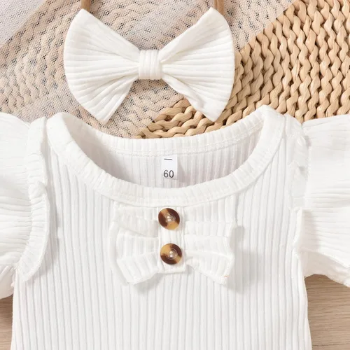Vista 34 de Aalizzwell Body de manga corta para bebé niña con pantalones cortos acanalados