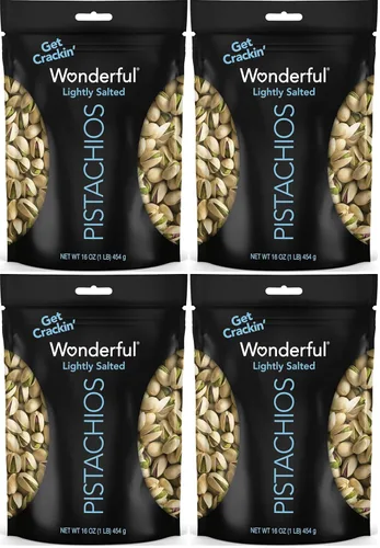Vista 7 de Wonderful Pistachios In-Shell - Nueces sin sal, bolsa resellable de 16 onzas, aperitivos de proteínas, sin gluten, aperitivos saludables para adultos
