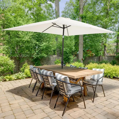 Vista 5 de Rectangular Patio Umbrella - 10ft Easy Crank Sun Shade with Push Button Tilt for Outdoor Furniture, Deck, Yard, or Pool by Pure Garden
