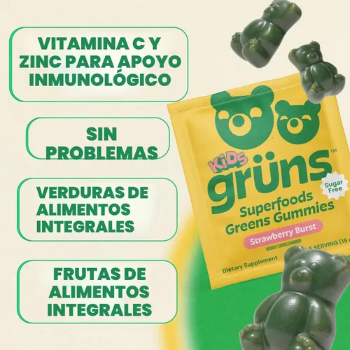 Vista 2 de Grüns Multivitamínico Verdes Adultos + Niños Superalimentos Verdes 2x28 Pack
