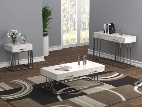 Vista 9 de Coaster Furniture Sofá Mesa Italiana Blanco y Latón Rosa 723139