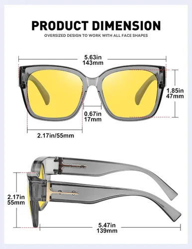 Vista 3 de MEETSUN Oversized Fit Over Glasses Sunglasses for Women Men Large Wrap Around Polarized Sunglasses for Driving UV Protection