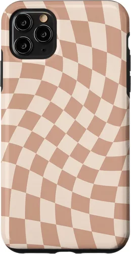 Vista 13 de iPhone 16 Beige Cream Twisted Checkered Swirl 60s 70s Aesthetic Brown Case