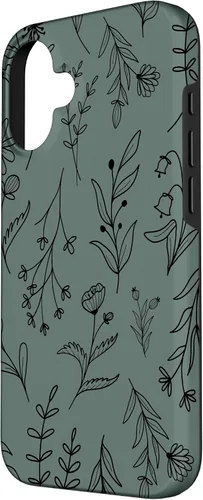 Vista 2 de Midnight Green Wildflower Floral Pattern Case for iPhone 16