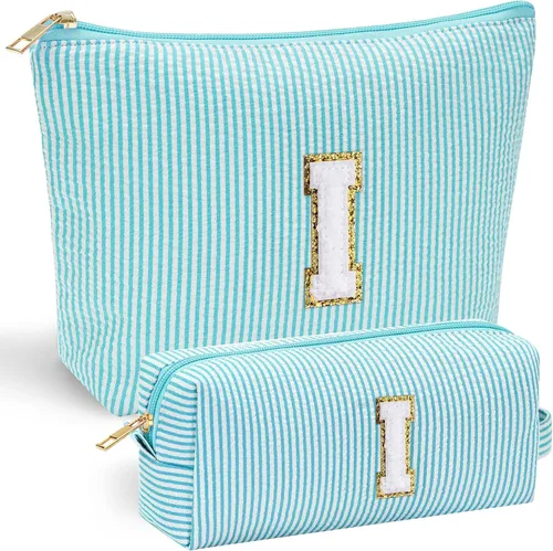 Vista 188 de YOOLIFE Regalos del Día de la Madre para Mujeres, Bolsa de Maquillaje con Iniciales, Bolsa de Maquillaje para Viaje, Bolsa de Maquillaje Negro