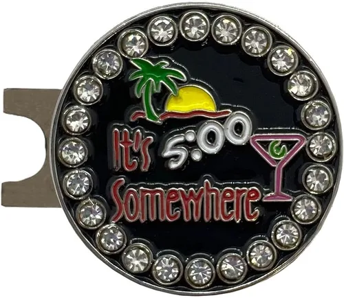 Vista 16 de Giggle Golf Happy Hour Bling Golf Ball Marker with Hat Clip.