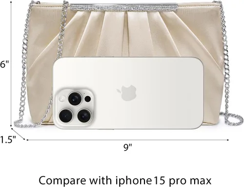 Vista 6 de Dasein - Bolsos de mano elegantes con pliegues para mujer, bolsos formales de noche con diamantes de imitación para bodas, fiestas, graduaciones