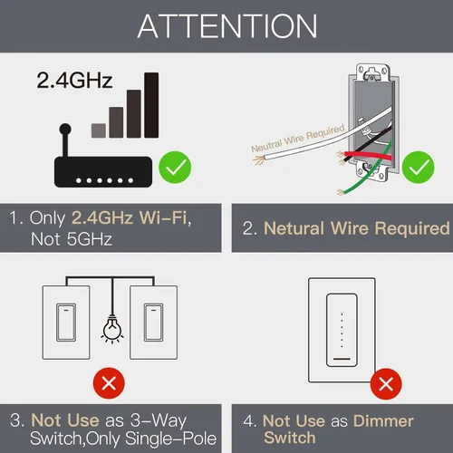 Vista 2 de Interruptor de luz de pared inteligente WiFi, función de sincronización para caja de interruptores de 1/2/3 bandas funciona con Alexa Google Home