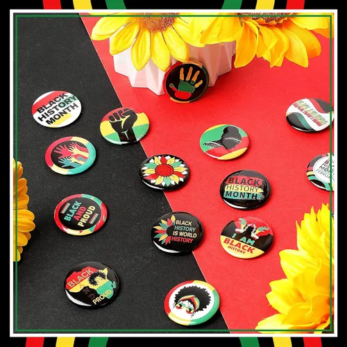 Vista 5 de Junkin Botones Black Lives Matter de 1.6 pulgadas, insignias, alfileres a granel para el mes de la historia negra, fiesta afroamericana