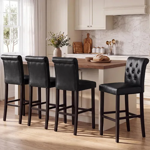Vista 9 de LSSBOUGHT Taburetes de bar de 30 '' con botón trasero para isla de cocina