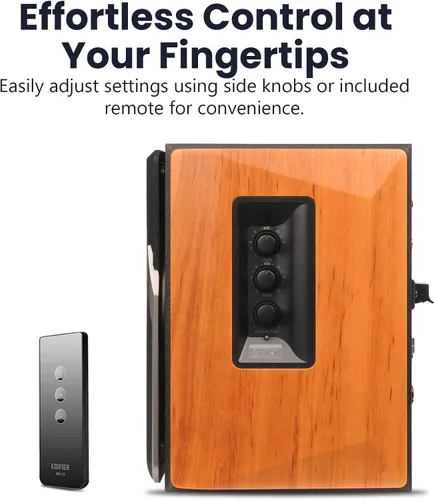 Vista 6 de Edifier R1380T Altavoces alimentados para estanterías, monitores de campo cercano activos estéreo 2.0, altavoz de monitor de estudio, 42 vatios RMS