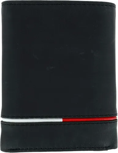 Vista 2 de Tommy Hilfiger Billetera de cuero Leif RFID triple con doble identificación, color negro