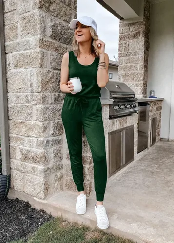 Vista 2 de PRETTYGARDEN Womens 2 Piece Sleeveless Cutout Jumpsuit Tank Top With Long Pants