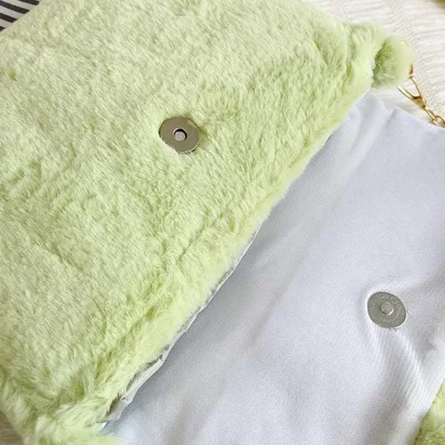 Vista 5 de Bolso cruzado de animal de felpa, lindo bolso de felpa Lolita, divertido regalo de cumpleaños para mujeres y niñas, Verde