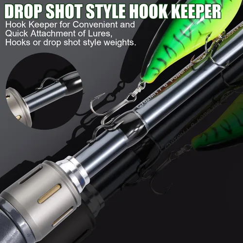 Vista 2 de Sougayilang Baitcaster Combo for Freshwater and Inshore, 2 Piece 30Ton+24Ton Graphite Fishing Rod with SuperPolymer Handle, 7.0:1 Gear Ratio