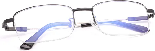 Vista 12 de LJIMI - Lentes de lectura presbípicos multienfoque progresivos, bloqueo de luz azul, medio marco, aleación de titanio, sin línea, multifocal